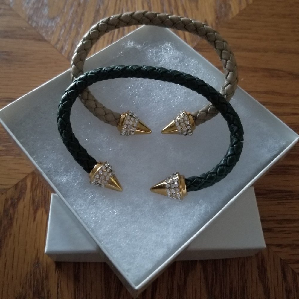 Set of 2 Trendy Open Front Cuff Bracelets